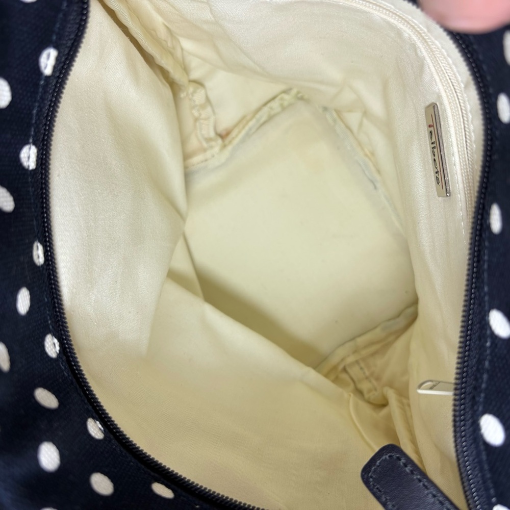 Talbots Navy & White Polka Dot Canvas Tote Bag – Classic Shoulder Handbag - Picture 4 of 5